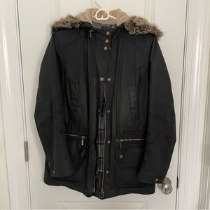 'Kelsall' Faux Fur & Faux Shearling Trim Waxed Cotton Parka